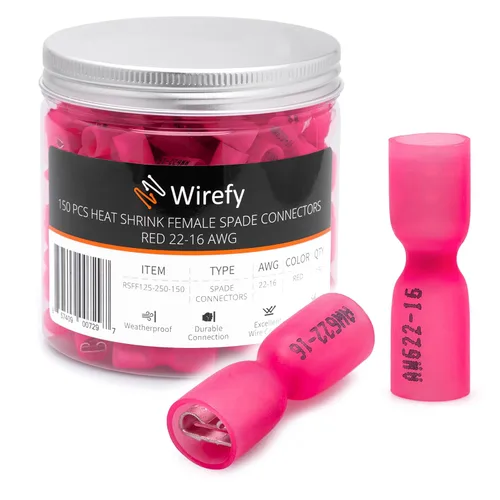 Miniatura 8 de Wirefy 90 conectores de pala termorretráctiles – Conectores de alambre de 3 vías – Conectores de doble pala – Terminales de desconexión rápida