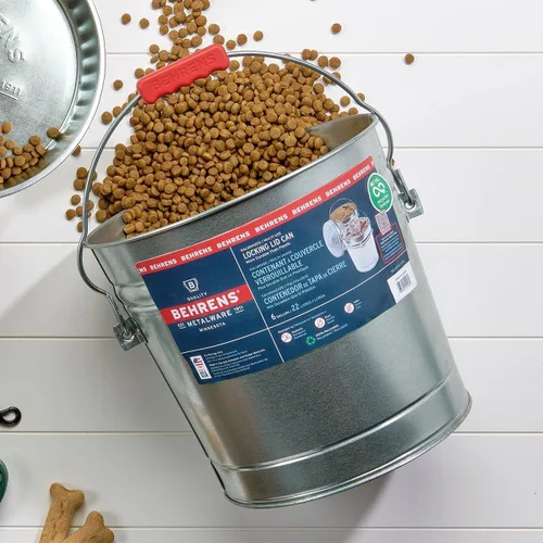 Miniatura 5 de Behrens Lata de almacenamiento o cubo de basura de acero galvanizado de 6 galones con tapa con cierre y asa (2 latas, sin agarre)
