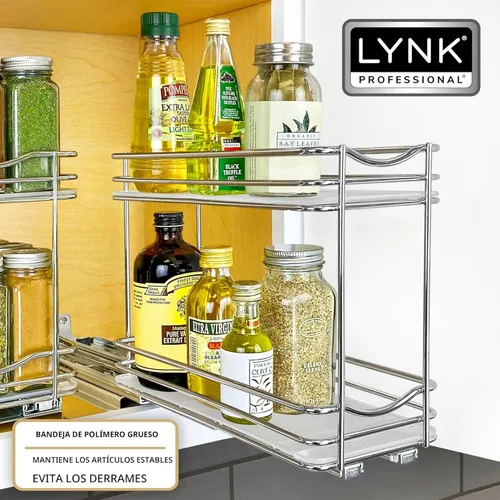 Miniatura 6 de LYNK PROFESSIONAL® Organizador de especias extraíble para armarios de cocina interiores - 4-3/8 pulgadas de ancho - cajón deslizante - Estante