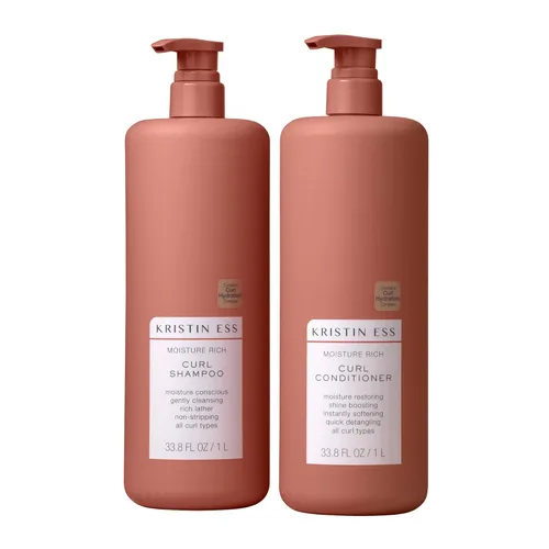 Kristin Ess Juego de champú y acondicionador para rizos de cabello rizado – Hidratante, antiencrespamiento, champú y acondicionador sin silicona – 1