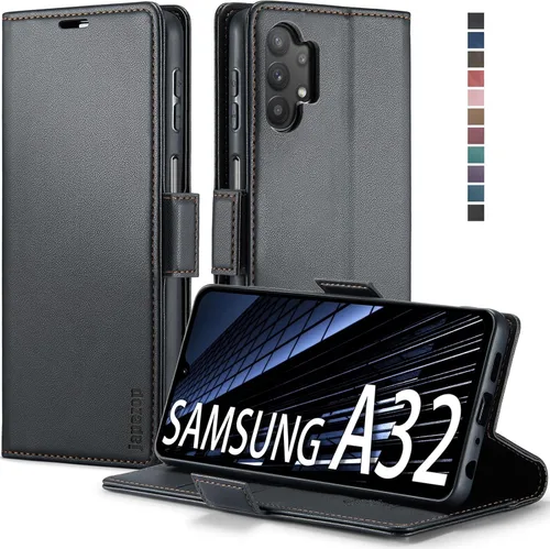 Miniatura 10 de Funda tipo cartera para Samsung Galaxy A32 5G con bloqueo RFID, tarjetero y función atril magnético, funda de cuero con tapa para Samsung Galaxy A32