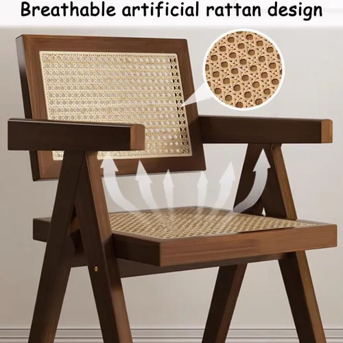 Miniatura 4 de YVYKFZD Juego de sillas de comedor de madera, sillas de comedor de ratán, silla de cocina con respaldo, sillón de salón, silla auxiliar cómoda
