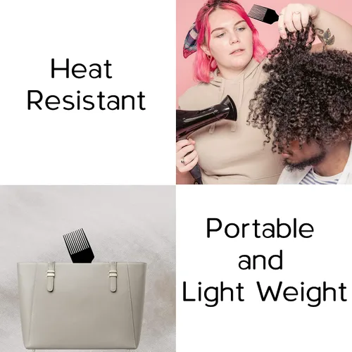 Miniatura 5 de Boorika Peine de púa afro para mujeres y hombres, 7.5 pulgadas, suave y resistente, dientes anchos para desenredar y peinar, paquete de 2