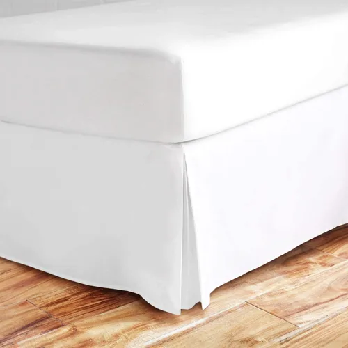 Miniatura 12 de Falda de cama con esquinas divididas de 18 pulgadas, tamaño Queen, 100% algodón natural, resistente a las arrugas y a la decoloración, tamaño Queen