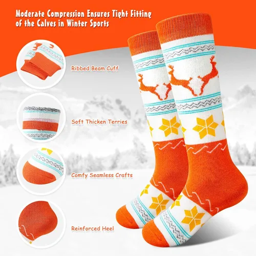 Miniatura 4 de Cimkiz Kids Ski Socks (2 Pairs3 Pairs) for Boys Girls Thick Warm for Winter Snow Skiing Snowboard Sports