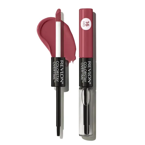 Miniatura 9 de Revlon - Lápiz labial líquido Overtime con brillo de labios transparente, maquillaje facial ColorStay, doble extremo con vitamina E en ciruela/baya