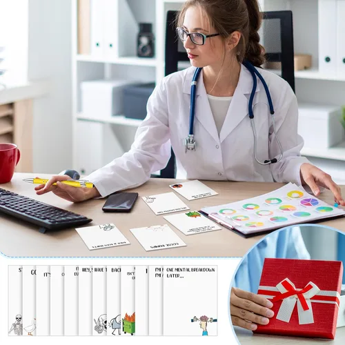 Miniatura 7 de Geyee 24 notas adhesivas divertidas para enfermeras con divertidos bolígrafos de 3 x 4 pulgadas, bloc de notas con refranes para compañeros