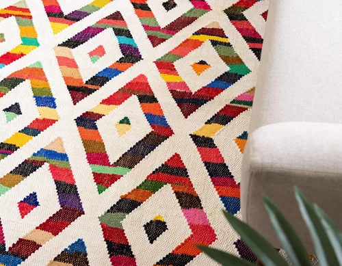 Miniatura 6 de Unique Loom Chindi Trellis Collection - Alfombra geométrica, suroeste, diamantes, colores brillantes