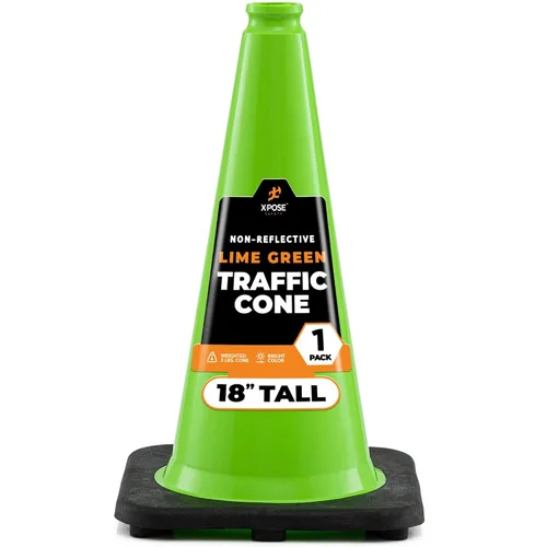 Miniatura 42 de Xpose Safety Cono de tráfico verde lima de 28 pulgadas, paquete de 4, cono de seguridad de PVC de alta calidad para estacionamiento, precaución