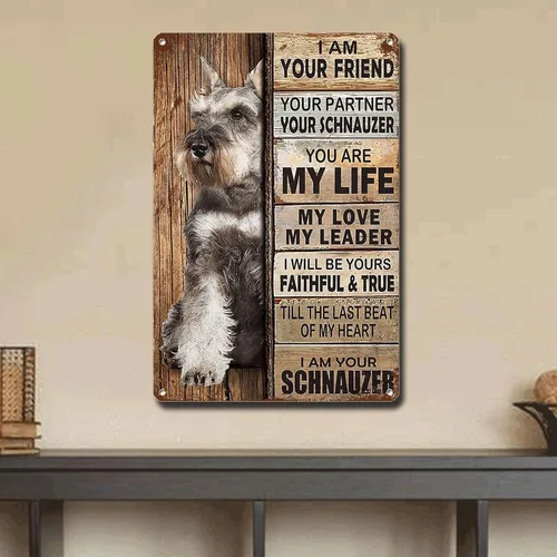Miniatura 4 de Letrero de Metal Letrero de Hojalata Arte de Pared Vintage I Am Your Friend Regalo para Amantes de Schnauzer Arte de Pared Vintage Impresiones