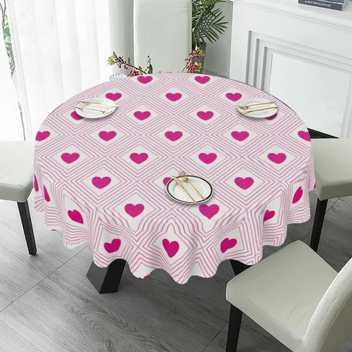 Miniatura 4 de Mantel redondo de líneas geométricas e impresiones de amor, mantel lavable, resistente a las arrugas, para el hogar, cocina, comedor, picnic