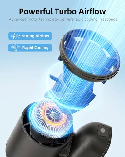 Miniatura 5 de FrSara Portable Neck Fan that Blows Cold Air Rechargeable, Personal Battery Powered Cooling Device with USB TYPE-C, LED Display, Light, 3-Speed