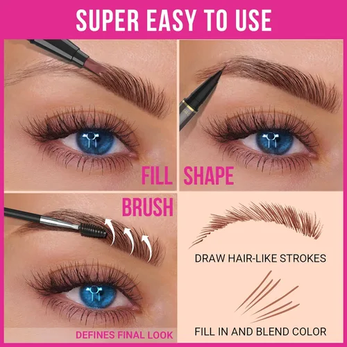 Miniatura 5 de iMethod Lápiz de microblading para cejas - Lápiz para cejas 2 en 1 de doble punta con aplicador de punta de micro-horquilla de 3 puntas y punta