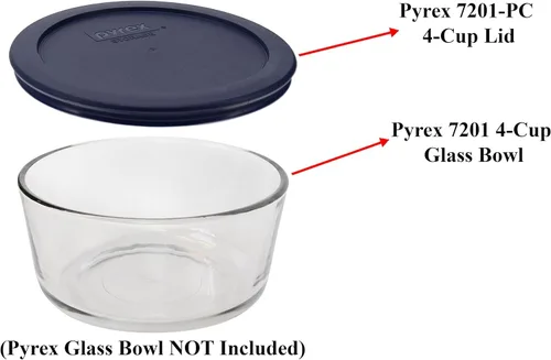Miniatura 3 de Pyrex 7201-PC 4 tazas azul tapa de repuesto para almacenamiento de alimentos (paquete de 4) - Fabricado en Estados Unidos Azul oscuro