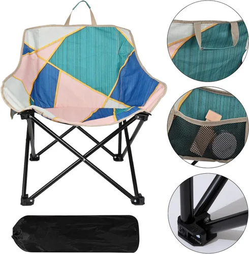 Miniatura 5 de Paquete de 2 sillas de camping para adultos, sofá plegable portátil, fácil de instalar, silla de patio, asiento acolchado para césped, silla