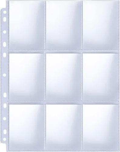 Miniatura 8 de HERKKA Páginas de funda para tarjetas coleccionables, paquete de 100 9 páginas de álbum de bolsillo, 11 agujeros, para carpeta de 3 anillas