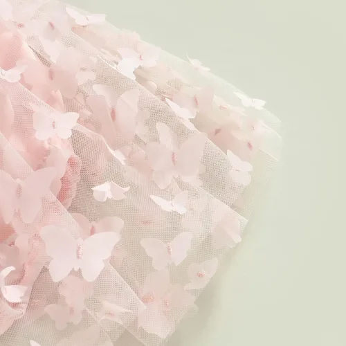 Miniatura 6 de Vestido de princesa para bebé niña 3D de malla de mariposa morada, sin mangas, de tul + diadema
