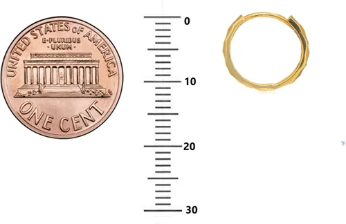 Miniatura 5 de Ritastephens - Pendientes de aro de oro sólido de 14 quilates, talla diamante, 0.079 x 0.472in, color amarillo o blanco