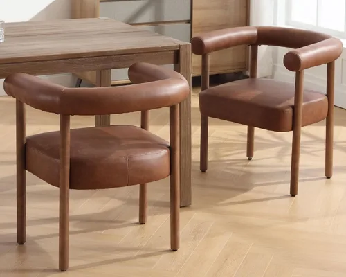 VESCASA Sillas de comedor tapizadas con patas de madera de cepillo natural, sillas de comedor modernas de poliuretano de mediados de siglo con
