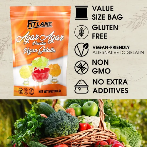 Miniatura 6 de Agar Agar en polvo de 16 onzas – Gelatina vegana (vegetariana) – Sin OMG, sin gluten y rica en nutrientes – Sustituto de la mezcla de carne