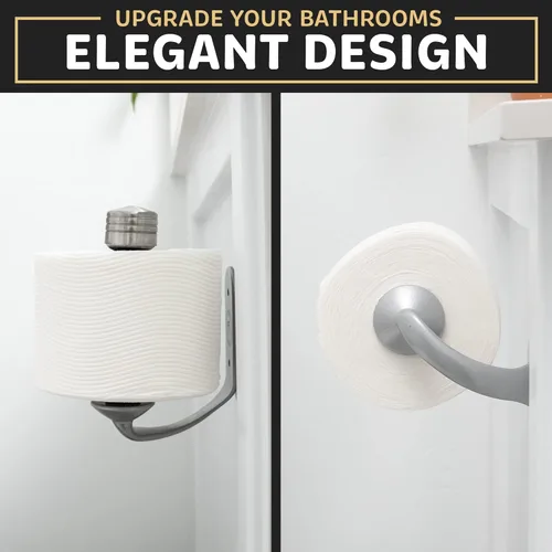 Miniatura 5 de Soporte de papel higiénico para baño, diseño de montaje en pared, soporte de papel higiénico de acero inoxidable con operación simple con una sola