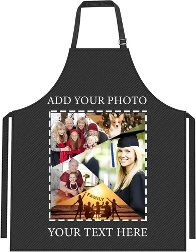 Delantal personalizado con logotipo de imagen de texto para mujeres y hombres, delantales de cocina personalizados con bolsillos delantal