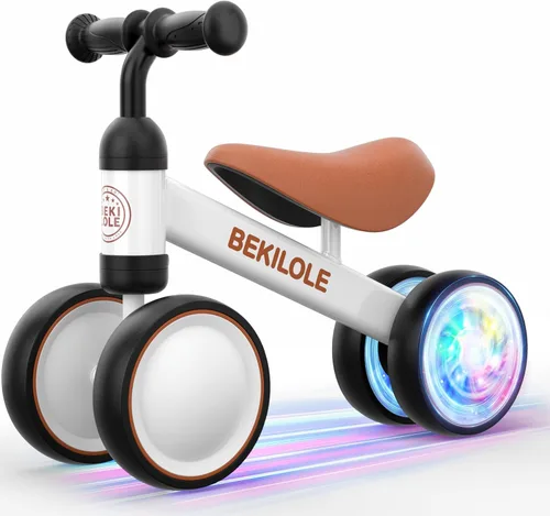 Miniatura 10 de BEKILOLE Bicicleta de equilibrio para bebés para niñas de 1 año, bicicleta de equilibrio para niños de 12 a 24 meses, 4 ruedas silenciosas, juguetes