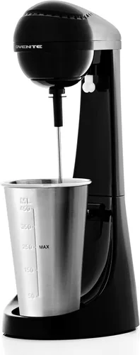 OVENTE Máquina clásica para hacer batidos con ajuste de 2 velocidades, bloqueo de seguridad y taza y varilla de mezcla de acero inoxidable de 15.2