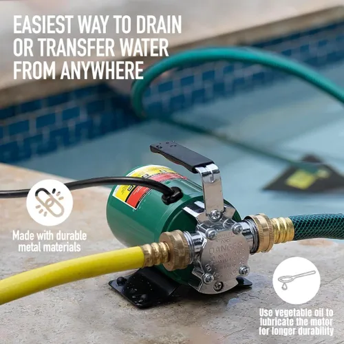 Miniatura 4 de SumpMarine Bomba de transferencia de agua, 115 V, 330 galones por hora, bomba eléctrica portátil con kit de manguera de 6 pies, elimina el agua