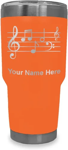 Miniatura 18 de LaserGram Vaso aislado al vacío de 20 onzas, personal de música, grabado personalizado incluido (negro)
