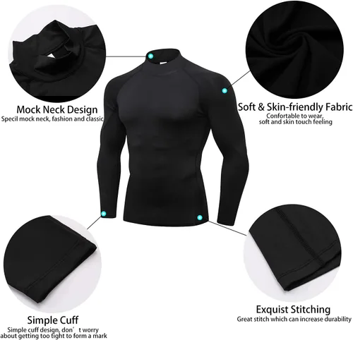 Miniatura 4 de Camisas de compresión de cuello alto para hombre, 3