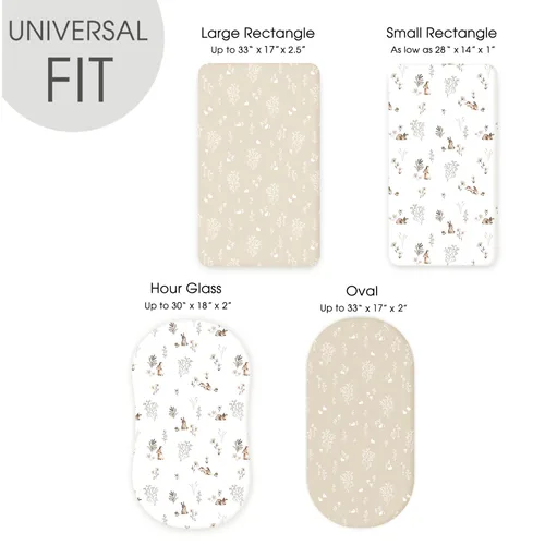 Miniatura 5 de GRSSDER Juego de sábanas bajeras elásticas ultra suaves 2 unidades, ajuste universal para moisés, cuna, cesta de Moisés, colchón ovalado y Conejo