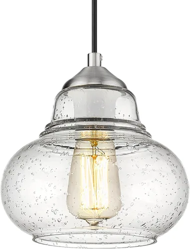 Miniatura 13 de ELYONA Paquete de 2 Luces Colgantes de Vidrio Burbuja, Lámpara Colgante Vintage de 8 Pulgadas de Vidrio Granulado, Luminarias Colgantes Industriales