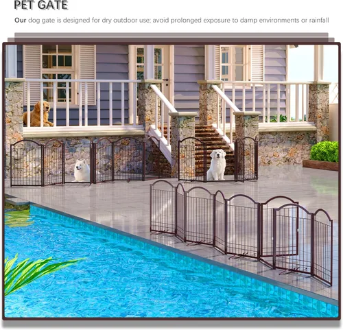 Miniatura 3 de 4NM Puerta de metal expandible para perros sin perforaciones, extra ancha de 144 pulgadas, extra alta de 32 pulgadas, puerta para mascotas
