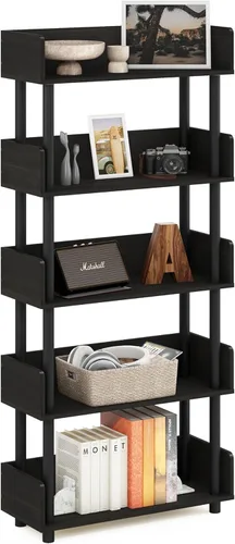 Miniatura 183 de Furinno Turn-N-Tube - Estantería de exhibición multiuso, de 4 niveles, con tubos clásicos, color nogal de Columbia y negro Columbia Nogal/Negro