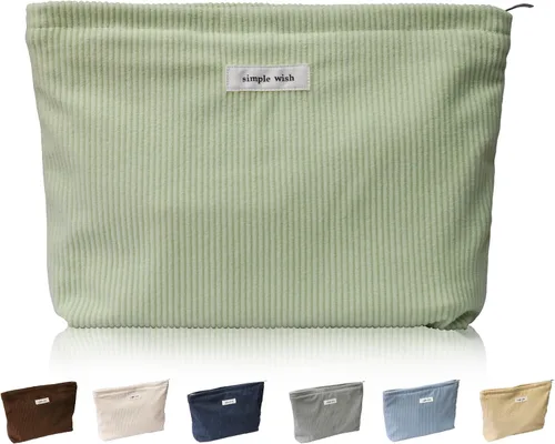 Miniatura 34 de Wudygirl Bolsa de maquillaje de lona para mujer, organizador estético de maquillaje, bolsa de maquillaje de viaje, bolsa de aseo para bolso, bolsa