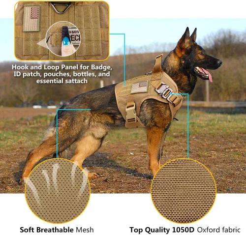 Miniatura 2 de Arnés táctico para perro, chaleco militar a prueba de escape, chaleco militar K9, chaleco de entrenamiento para mascotas para perros medianos