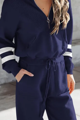 Miniatura 153 de PRETTYGARDEN Conjunto de suéter de 2 piezas para mujer, sudadera con cremallera, pantalones deportivos, ropa casual