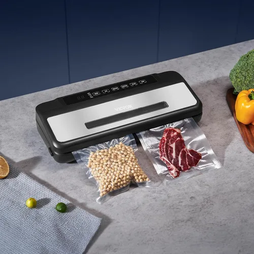 Miniatura 8 de VEVOR Máquina selladora al vacío, 80 Kpa 120 W, potente sellador de alimentos compacto, sellador al vacío de alimentos multifuncional 7 en 1