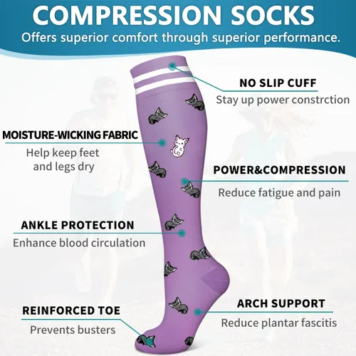 Miniatura 60 de 6 Pack Copper Compression Socks for Women and Men Circulation-Best Support for Medical, Running,Nursing,Athletic