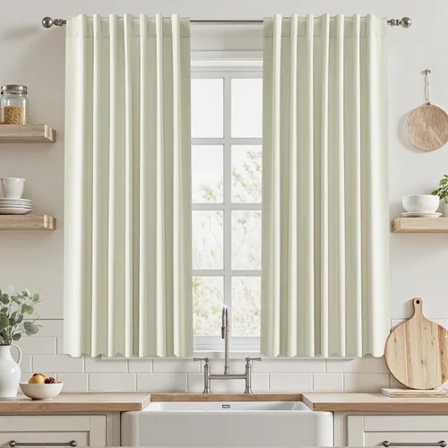 Miniatura 67 de UHITECH Cortinas opacas de 35 pulgadas de largo para sala de estar, 2 paneles, cortina opaca corta para cocina para ventanas pequeñas, cortinas