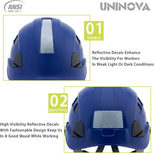 Miniatura 3 de Cascos de Construcción UNINOVA Casco de seguridad OSHA con suspensión ajustable de 6 puntos S4 Azul