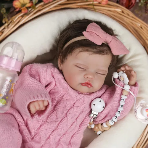 Miniatura 3 de WOOROY Muñecas realistas de bebé Reborn – Niña recién nacida durmiente de la vida real de 18 pulgadas, muñeca realista con cuerpo suave pesado