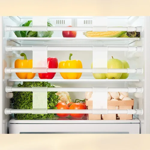 Miniatura 4 de Tallew 4 juegos de barra doble para refrigerador de autocaravana, tensión de resorte ajustable, accesorios para refrigerador, barras de refrigerador