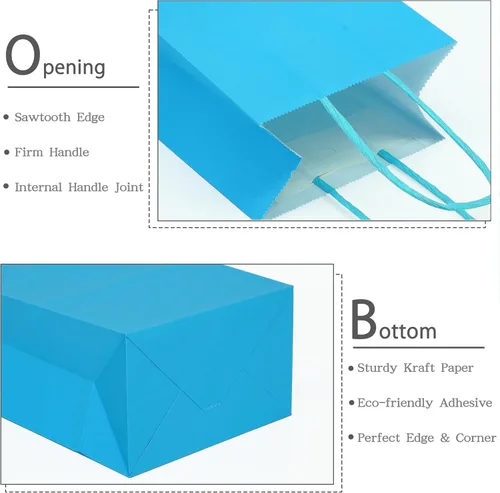 Miniatura 4 de AZOWA Bolsas de regalo mini de papel kraft con asas (Azul claro, 4x2.4x6, 25 piezas)