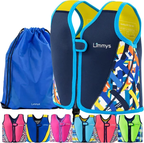 Limmys Chaleco de natación para niños pequeños y niños, ayuda de natación de flotabilidad ajustable, certificado de seguridad CE, diseño galardonado