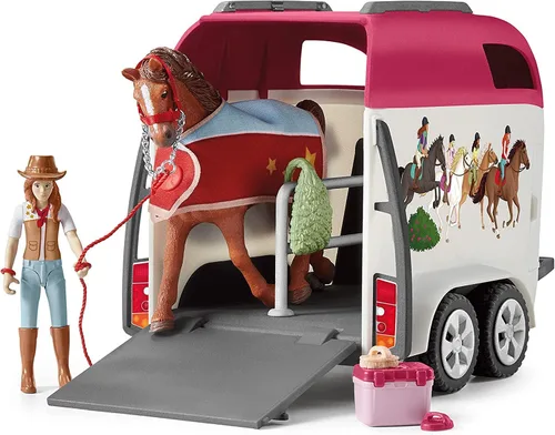 Miniatura 2 de Schleich Horse Club - Juego de Camping de Coche y Remolque de 110 Piezas con Divertidas Figuras de Caballos y Jinetes para Niñas y Niños - Figuras