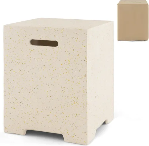 Miniatura 13 de Tangkula Mesa de cubierta de tanque de propano, cubierta de almacenamiento para tanque de gas al aire libre con almohadilla ajustable para los pies