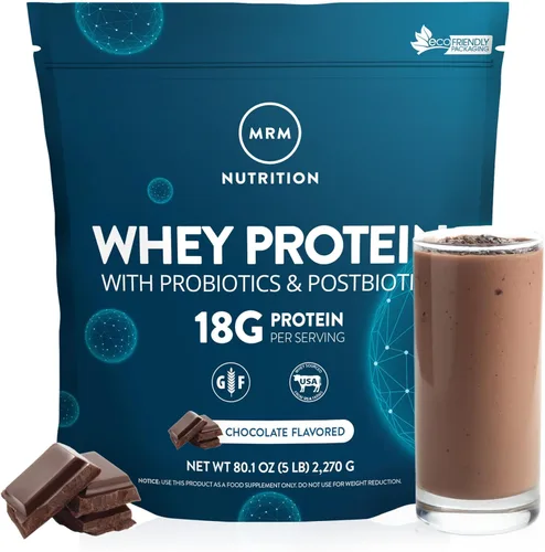Miniatura 15 de MRM Nutrition Proteína de suero - Sabor chocolate, aislado de proteína de suero microfiltrado y concentrado, 16 cepas probióticas diferentes, BCAA