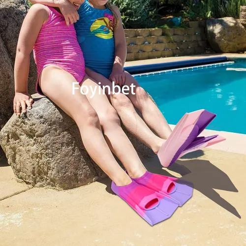 Miniatura 5 de Aletas de natación para niños, aletas cortas para niños y jóvenes, aletas de natación para entrenamiento de natación para niños, niñas, niños